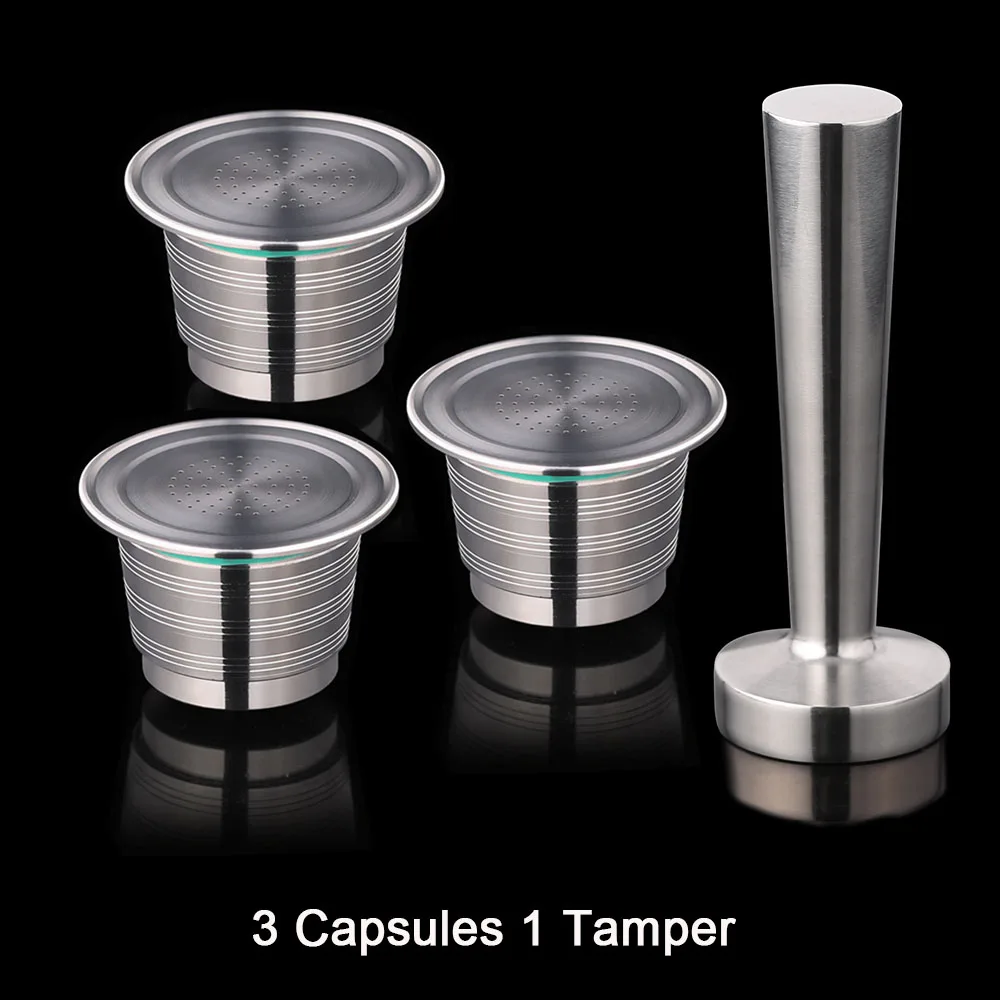 3 Capsule 1 Tamper Многоразовые капсулы кофе Nespresso трамбовочный набор многоразового использования из нержавеющей стали Эспрессо Pod фильтр перезаряжаемый Nespresso кофе инструмент - Цвет: 3 Capsule 1 Tamper