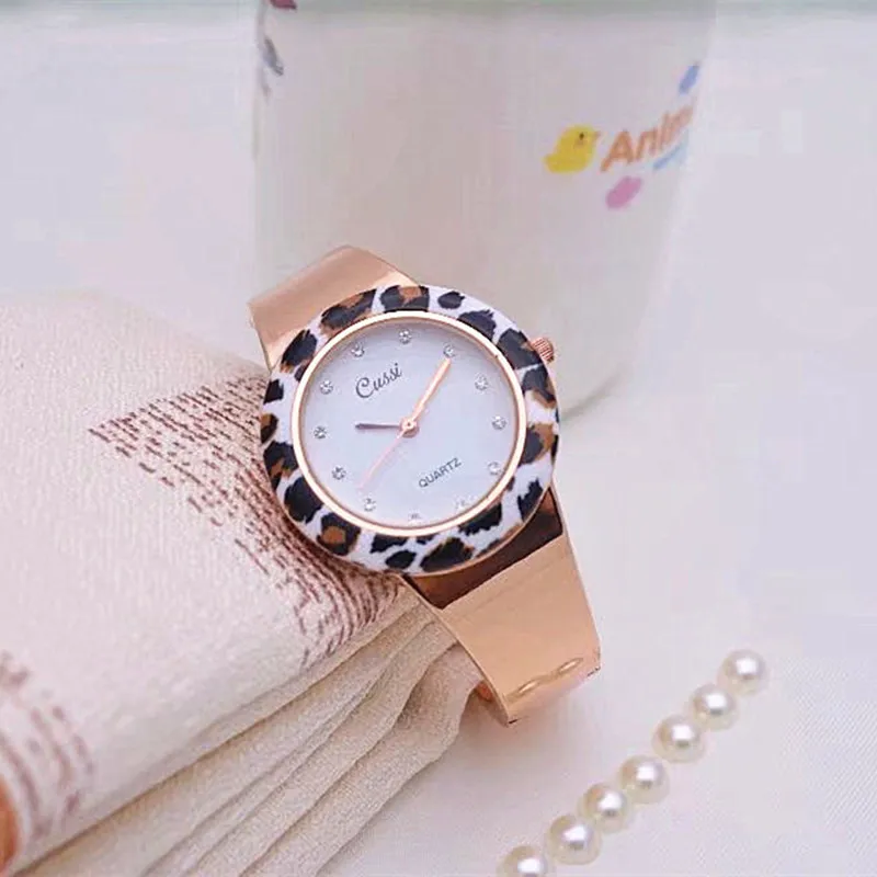 CUSSI 2018 Luxury Leopard Womens Bracelet Watches Quartz Wristwatches Ladies Dress relogio feminino reloj mujer Gold | Наручные часы