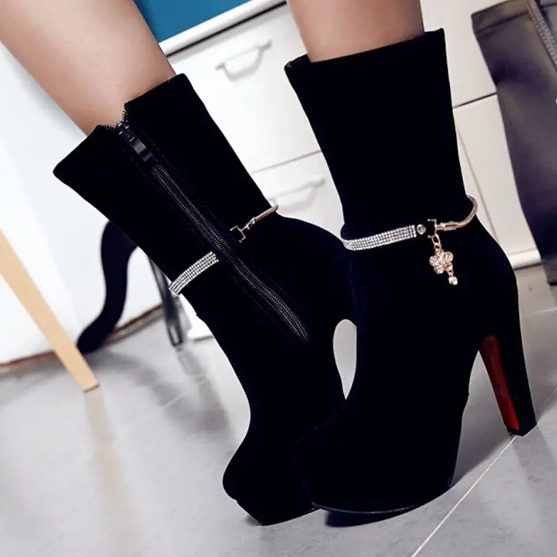 QPLYXCO 2017 Botas Feminina/Новые Фирменные женские ботинки до середины икры Сезон осень зима