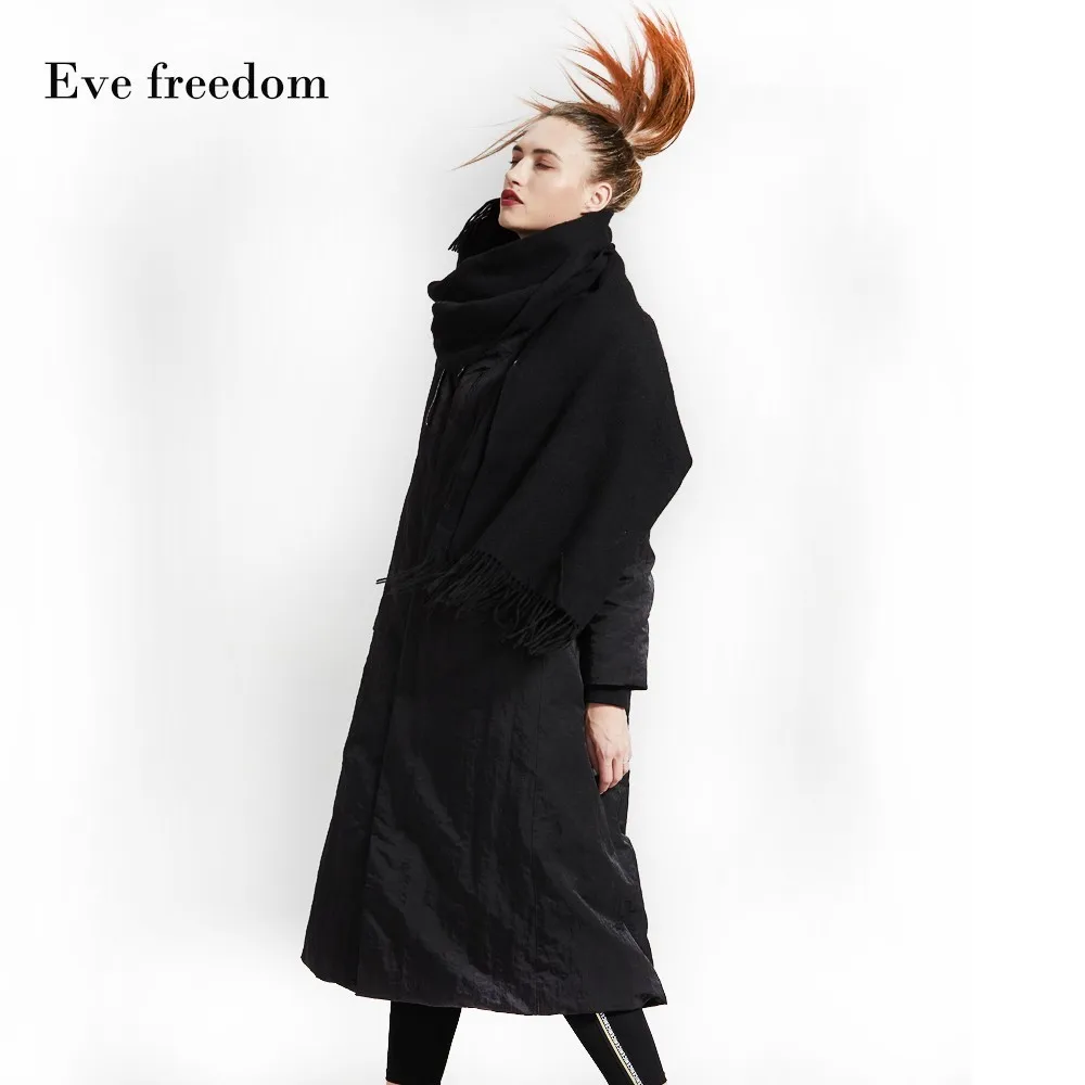 Пуховик для женщин зимний теплый свободный пуховик Eva Freedon брендовый длинный