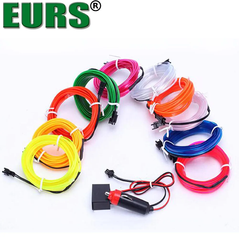 EURS 10 шт. EL wire Светодиодная лента Автомобильная атмосферная лампа 1 м 2 3 4 5