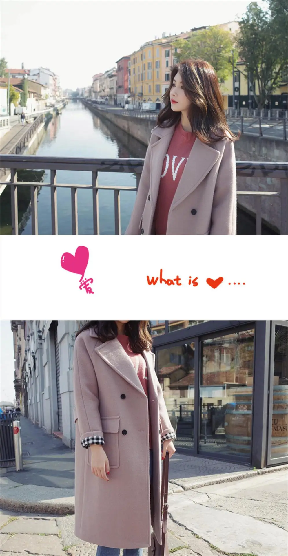 Preppy Style Long Wool Coat Loose Turn-down Collar Wool Blend Coat and Jacket Double Breasted Women Coats Autumn Winter