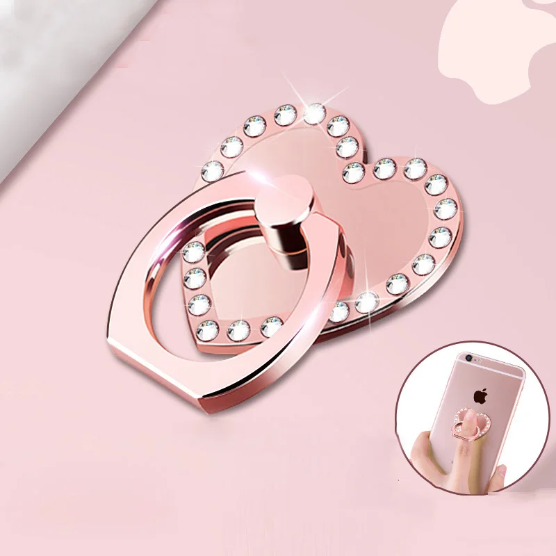 Diamante в форме сердца 360 держатель телефона с кольцом на палец подставка для