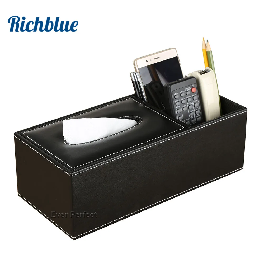 

PU Leather Rectangle Square Shorter Tissue Box Pen Remote Storage Desk Organizer Paper Napkin Towel Holder Dispenser Cover Cases