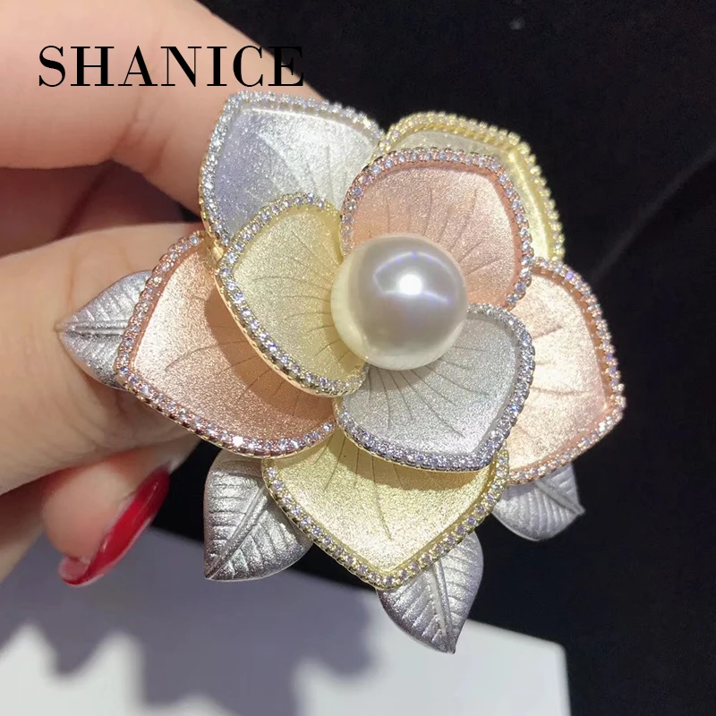 SHANICE Buchilati, пескоструйная обработка, три цвета, брошь на булавке, кубический цирконий, CZ Кристалл, Свадебные Броши для женщин, вечерние ювелирные изделия, подарок