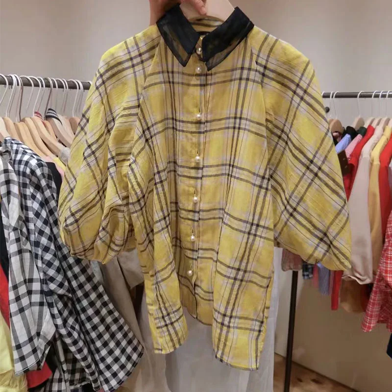 MAPUSITOM клетчатая Повседневная рубашка Женская 2019 летняя новая темпераментная