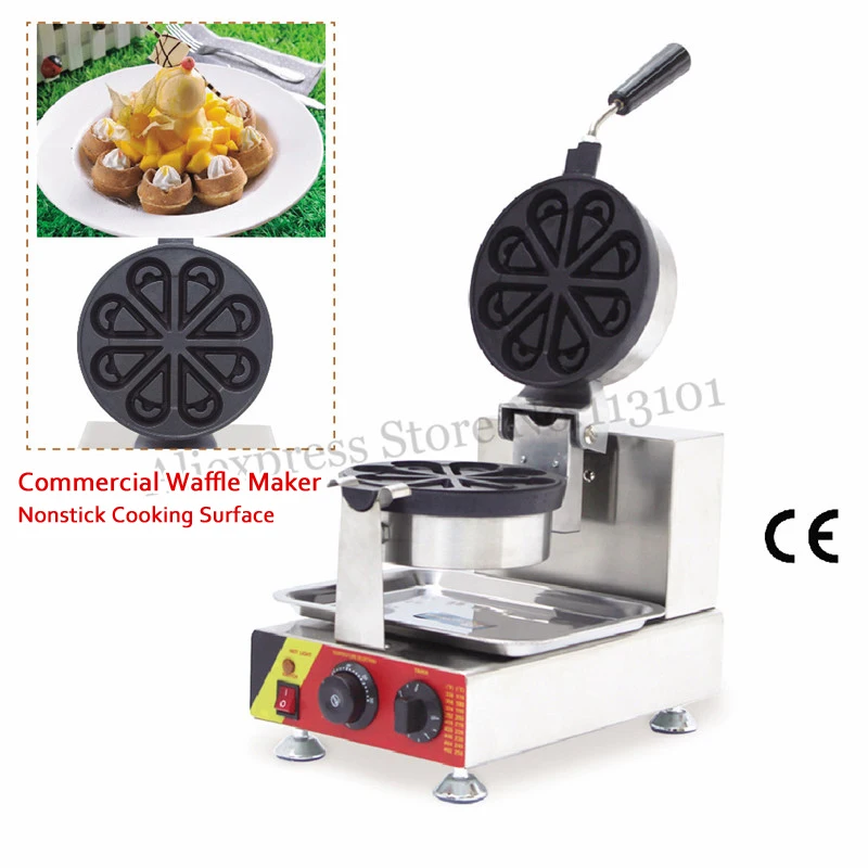 

Electric 8 Petals Shape Rotated Waffle Baker Maker Nonstick Cake Machine 1500W 220V / 110V with Timer and Temperature Controller