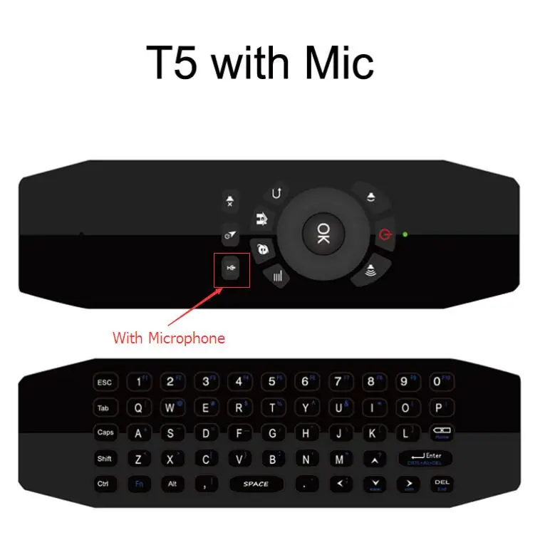 T5 With Mic T5 Mic 2,4G Беспроводная воздушная мышь с микрофоном Голосовая Универсальная клавиатура дистанционного управления ИК-обучения для Android tv Box PC T3 - Цвет: T5 With Mic
