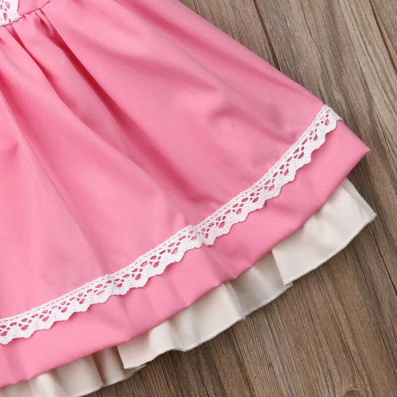 Младенческой ребенок Smocking Кукла Принцесса хлопок плед платье Новорожденные Девочки Малыши розовый кружево с оборками свадебные платья