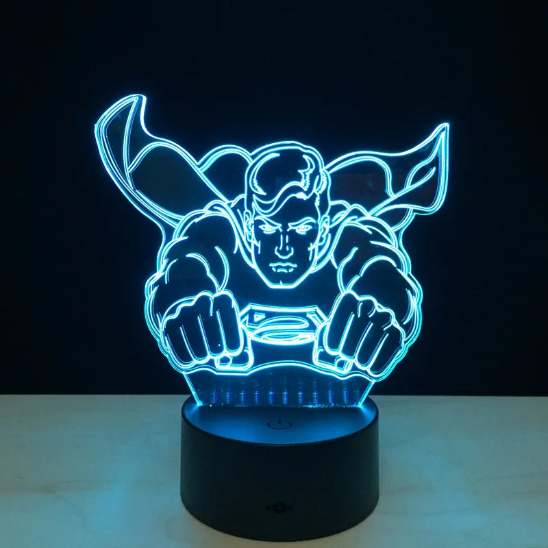 Новый цвет ful Luminaria супергерой Летающая фигурка Супермена меняющий светильник