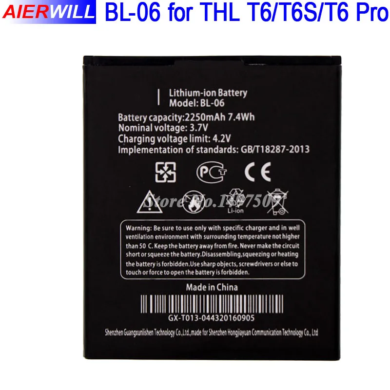 Аккумулятор BL 06 BL06 для THL T6 T6S Pro T6C аккумулятор 2250 мАч|bl 06|thl bl 06battery |