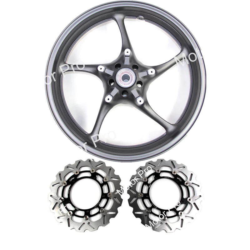 Black Rim Black Disc Для Yamaha YZF R6 R1 2006-2012 обода переднего колеса плавающий тормозной диск ротора наборы мотоцикл YZF-R6 2007 2008 2009 2010 2011 - Цвет: Black Rim Black Disc