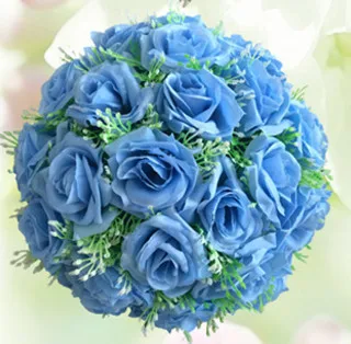 Light Blue 6,"(17 см) Шелковый цветок свадебные целующиеся шары Pomander декоративный висящий цветочный шар центральный розовый свадебный декоративный шар - Цвет: Light Blue