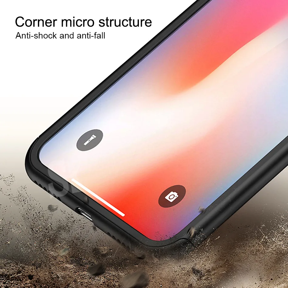 SK полная защита 360 чехол для Iphone X ПК Жесткий корпус Защитная крышка х с закаленным