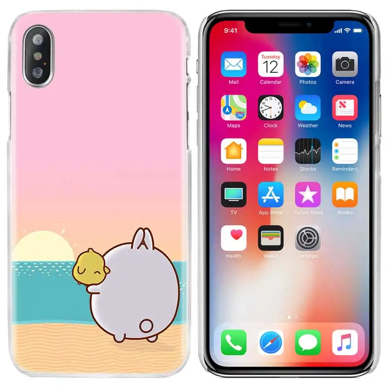 Чехол для сотового телефона Прозрачный Жесткий ПК для iPhone XS Max XR 7 8 6 6s Plus X 5 5S SE 5C 4 4s kawaii чай с Molang Cupcake - Цвет: 06