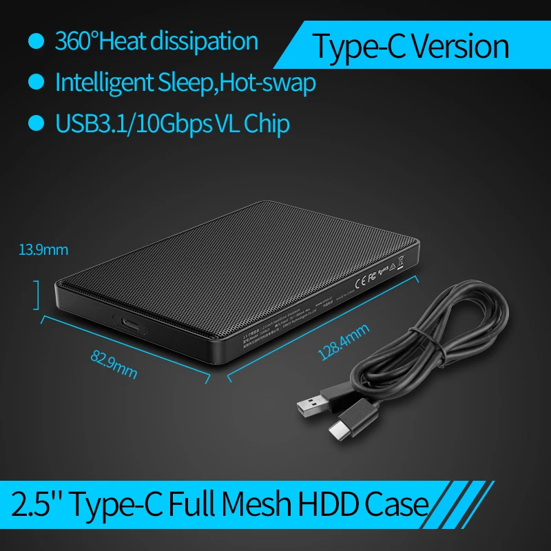 ORICO 2," Тип C SATA HDD чехол Полный сетчатый HDD жесткий диск внешний 5 Гбит/с HDD корпус USB3.0 жесткий диск корпус