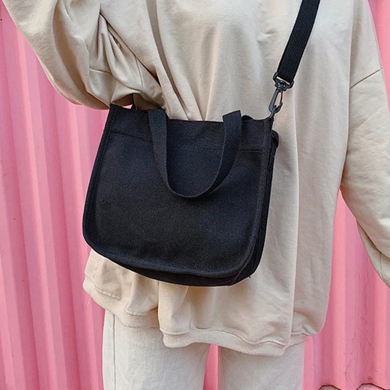 Однотонная Холщовая Сумка в японском стиле Харадзюку для девушек духе колледжа