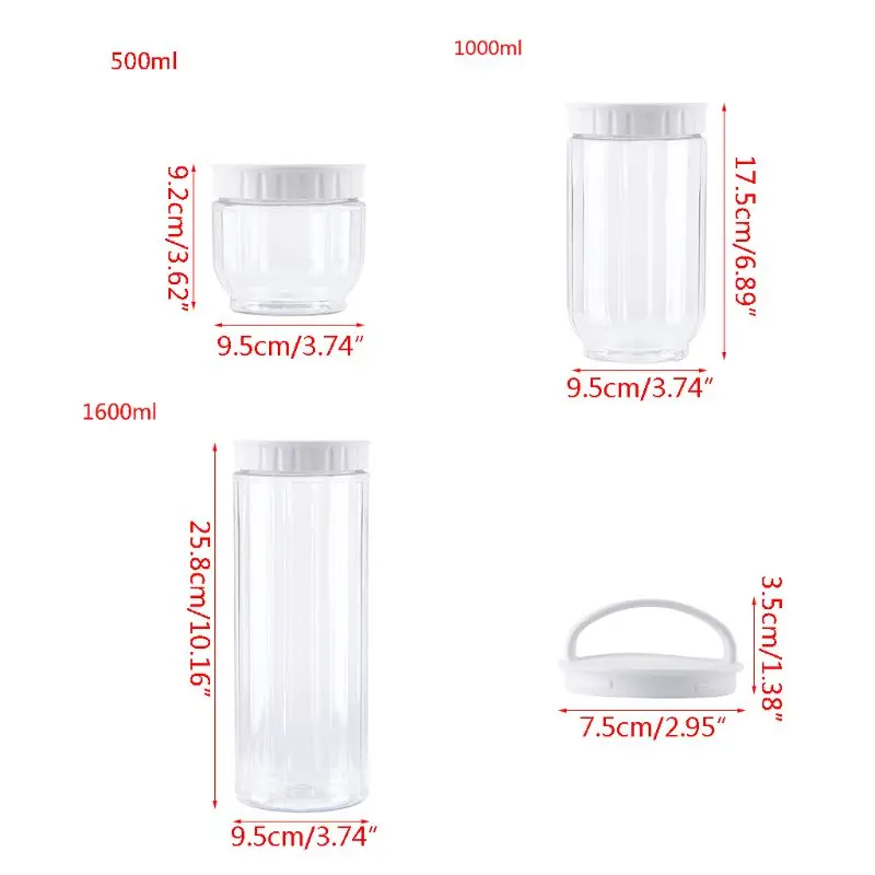 Kitchen Transparent Food Storage Container With Lids Sealing Pot Cereal Grain Bean Rice Sealed Plastic Milk Powder Jar