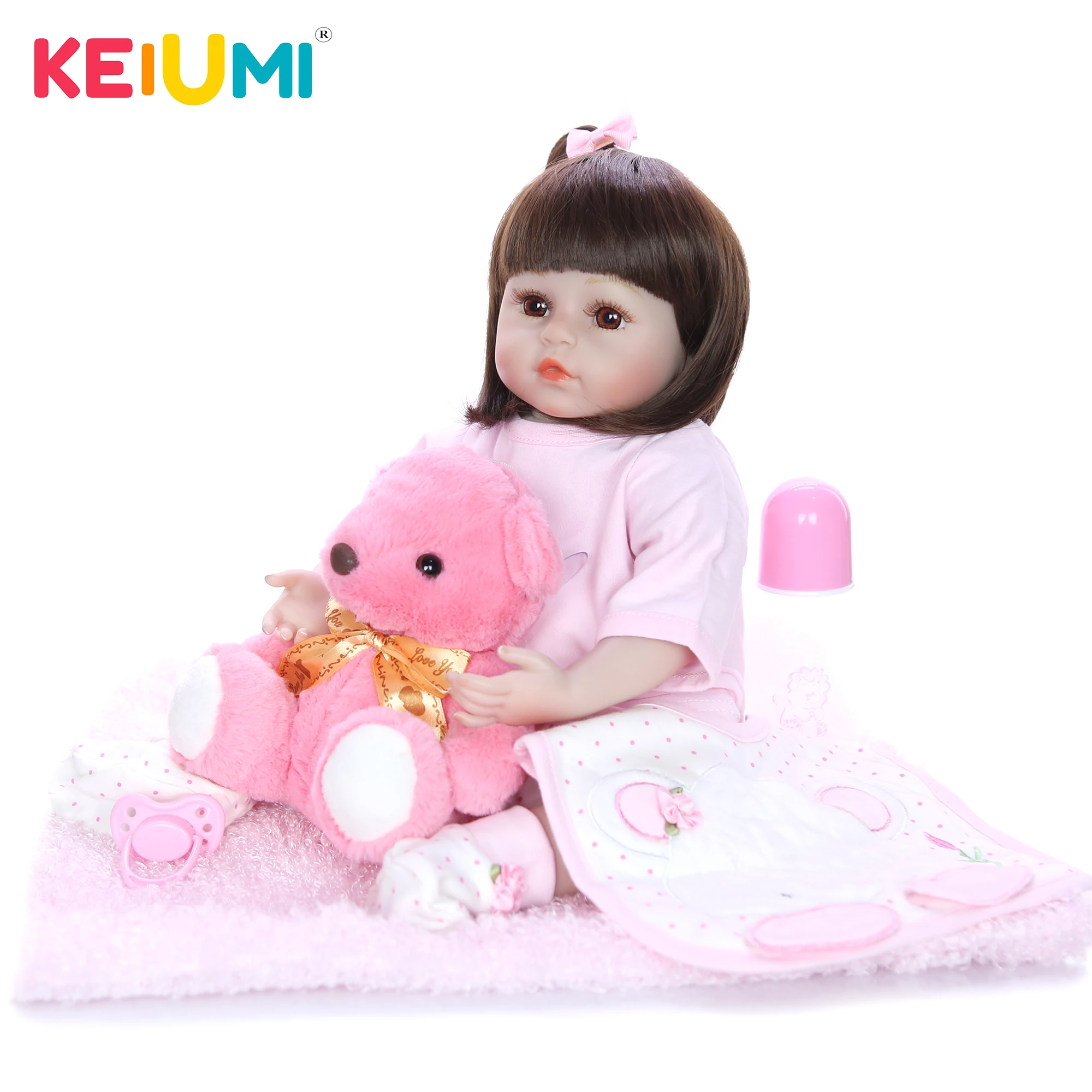Новинка 18 дюймов винила для новорожденных красивая кукла девочек KEIUMI милая Boneca