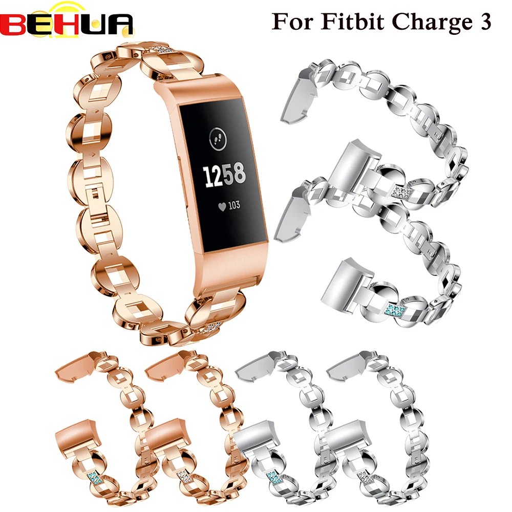 Ремешок для часов Fitbit Charge 3 металлический браслет из нержавеющей стали женский