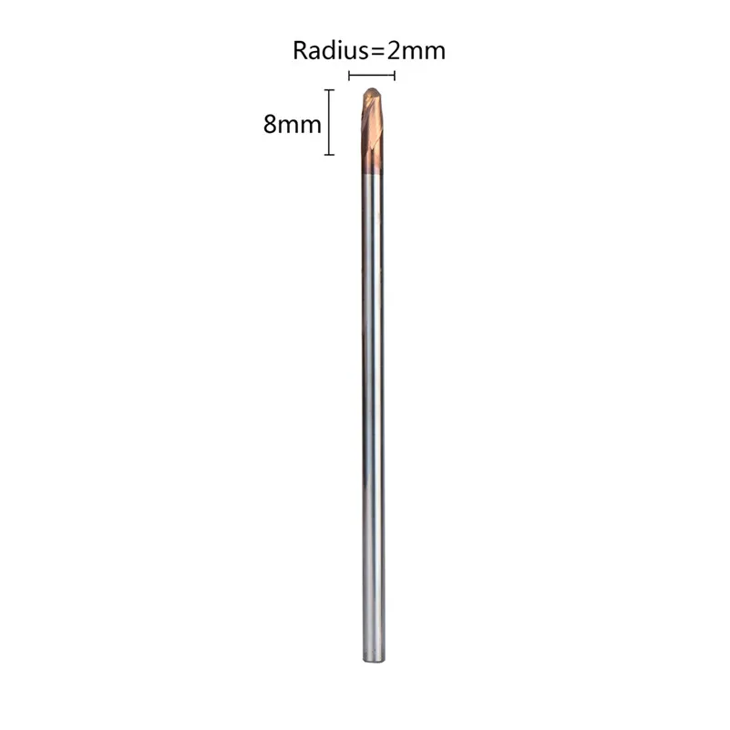 Концевые фрезы из вольфрамовой стали с прямым хвостовиком 5 шт./лот R2-4-100 HRC55 2