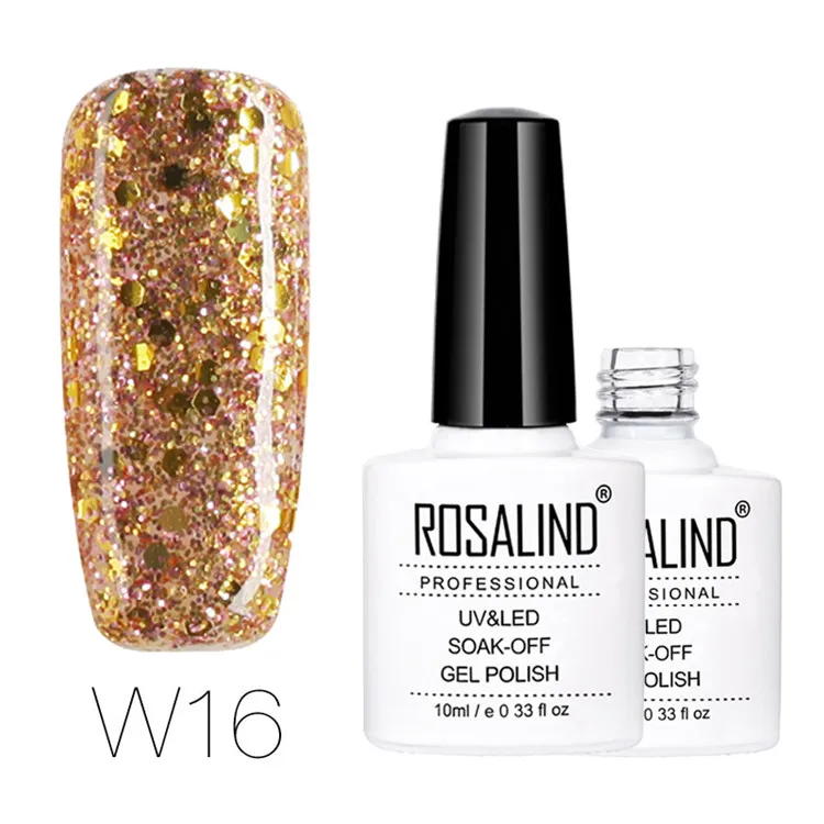 W16 Rosalind гель 1S Новое поступление УФ-гель для ногтей 10 мл бриллиантовый блеск с ультрафиолетовым свечением лак для ногтей Гель-лак для ногтей замочить от маникюра Гель-лак - Цвет: W16