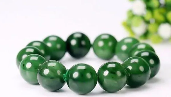 Женский браслет с натуральными нефритовыми бусинами 16 мм | Украшения и