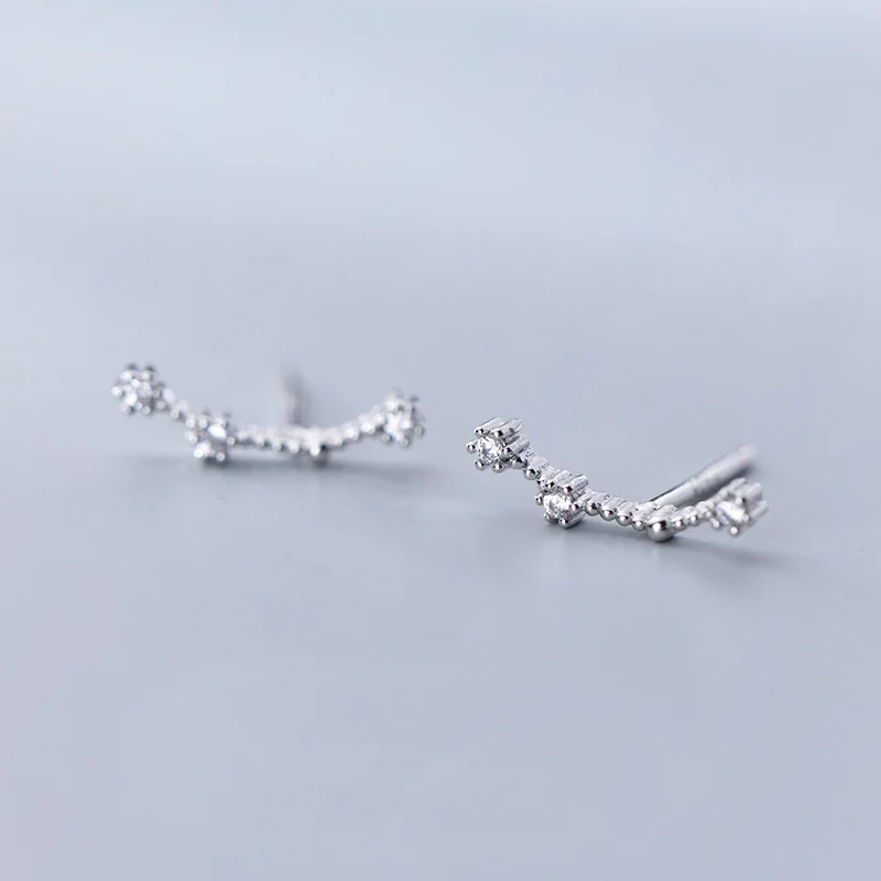 J WTLTC 925 Sterling Sliver Constellations Stud Earrings Star Cluster Ear Climber Earrings Astrology CZ Ear Jackets Earrings Gifts - Окраска металла: J