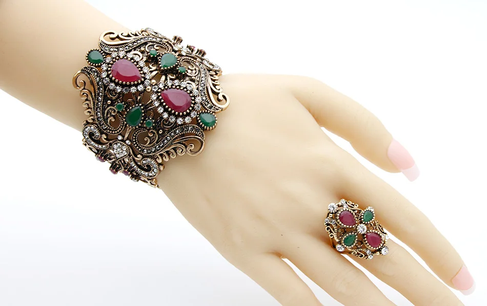 Модный женский роскошный браслет манжета кольцо ювелирные наборы антикварные