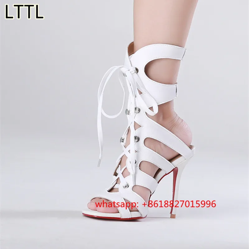 Белый Партия Свадебное Платье Обувь Женщина Зашнуровать Высокие Каблуки