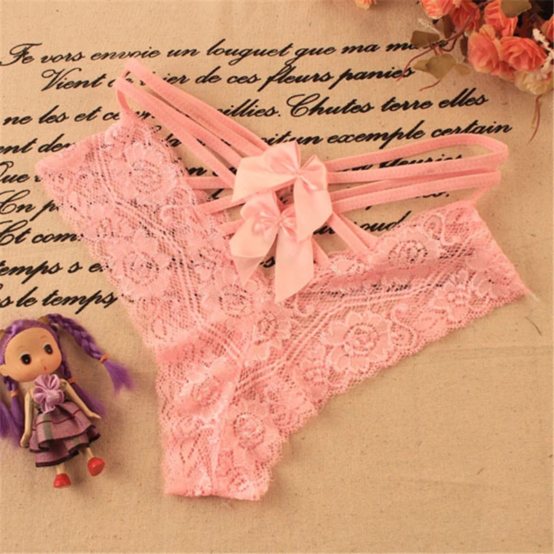 Новинка сексуальное женское нижнее белье кружевные трусы с бантом трусики