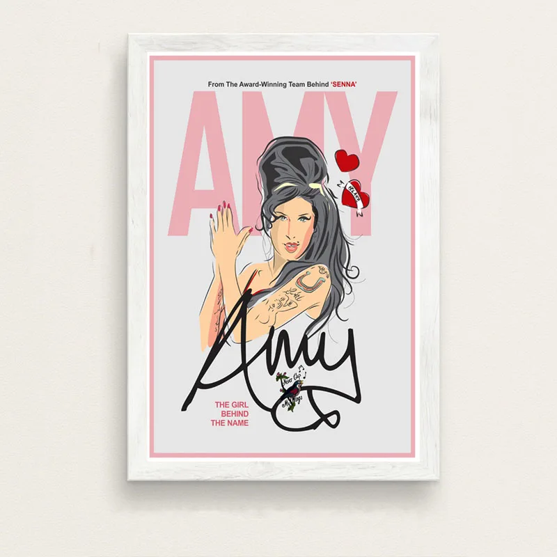 Плакатный принт Горячая новинка Amy Winehouse Женская музыкальная певица звезда поп пользовательское искусство картина маслом настенные картины для гостиной домашний декор - Цвет: Светло-желтый