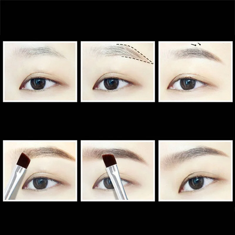 3 цвета косметические тени для век с кистью зеркальная коробка бровей пудра