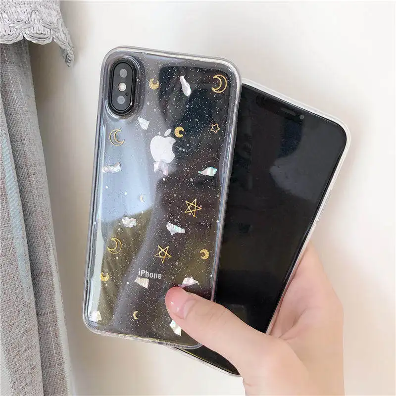 Epoxy Glitter Shell Soft For Iphone 66s 78 78plus x/Xs Xr Xsmax Tpu Transparent Mobile Phone Anti-Fall Sleeve |
