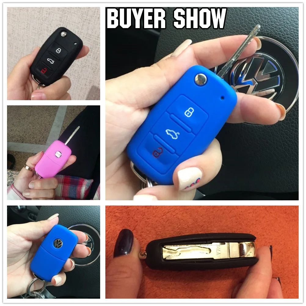Силиконовый ключ с откидной крышкой подходит для Vw Golf Polo Passat Skoda Octavia Seat Ibiza Altea Toledo