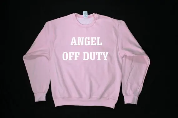Розовый Свитшот Angel Off Duty moletom do tumblr повседневные топы забавная толстовка с