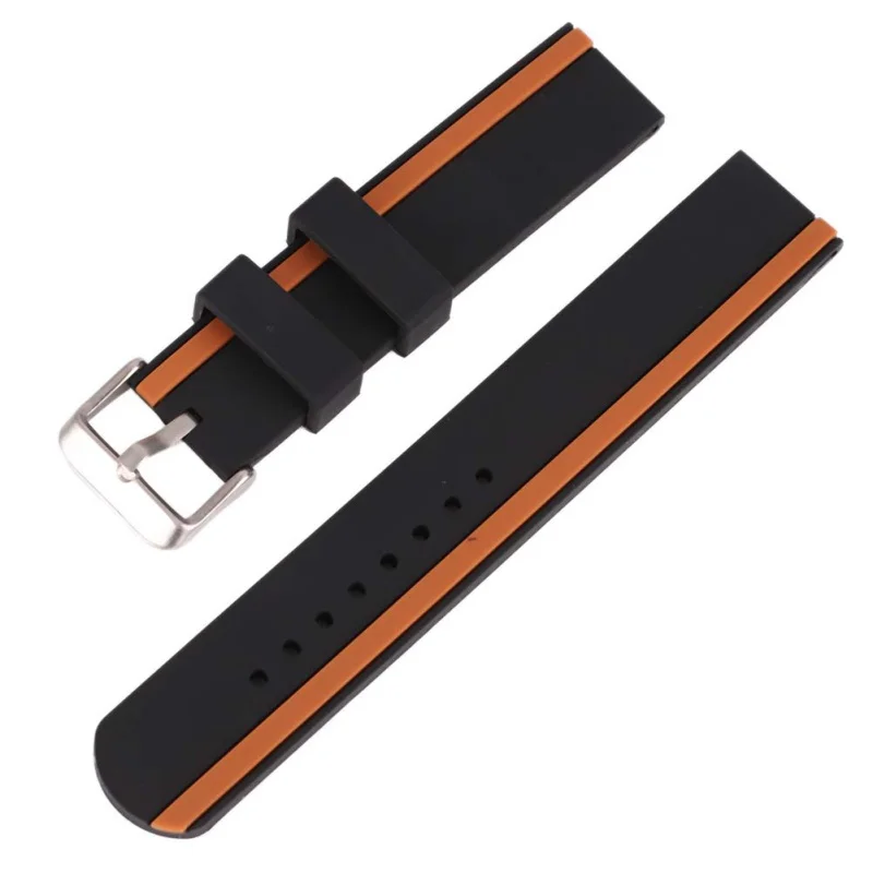 BZ 20 мм 22 мм 24 мм Мягкие Резиновые Спортивные Ремешки для наручных часов Diver водонепроницаемые часы с силиконовым корпусом ремешок два цвета черный синий красный оранжевый L1 - Цвет ремешка: BZ