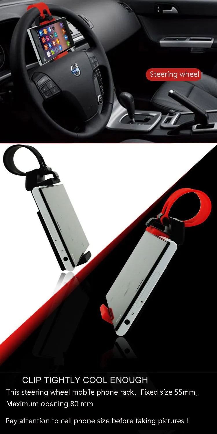 Car Holder Steering Wheel Clip Mount Cell Phone Mobile Holder Universal For IPhone Support Bracket Hang-up Mobile Phone Seat