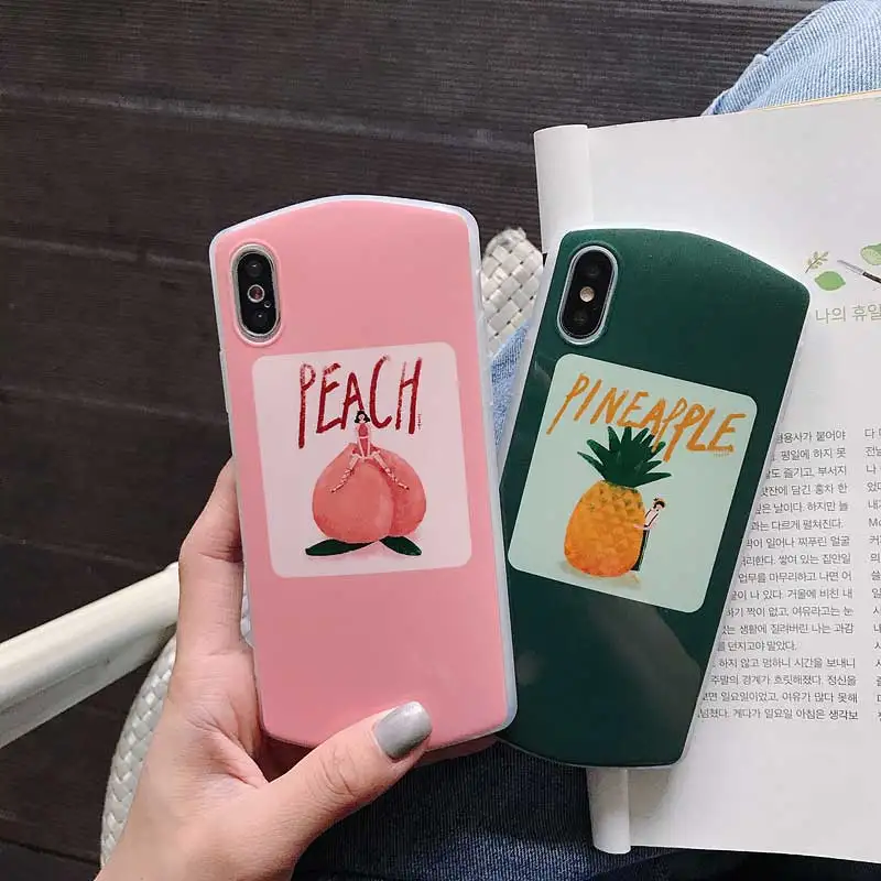 Чехол для телефона Boucho iPhone 7 8 6 6s Plus модный персиковый рисунок ананаса зеленый