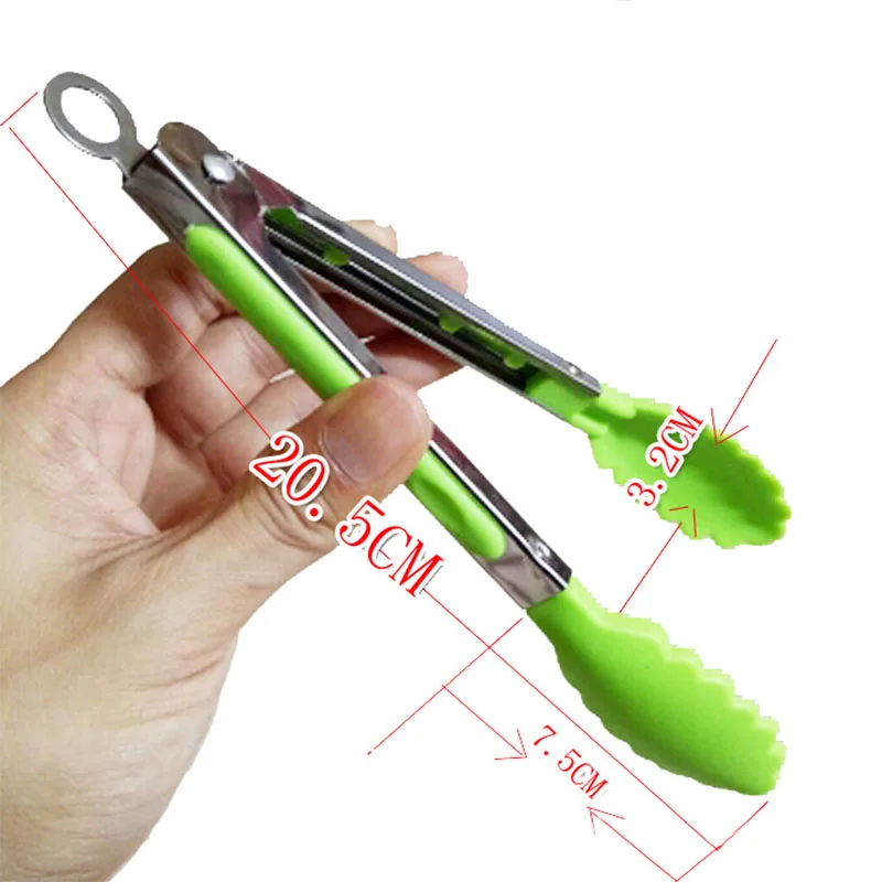 1Pcs Многофункциональные щипцы для хлеба, барбекю, Tong, 1 шт., пищевой зажим, сервировка салата, кухонные гаджеты, ручка из нержавеющей стали, инструменты для приготовления пищи 7 дюймов - Цвет: 1Pcs