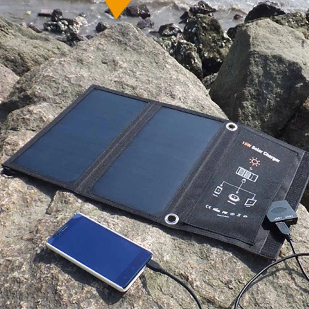 Solar folding char bag Sun power 15W outdoor 5V portable fast mobile phone tablet charr | Электроника