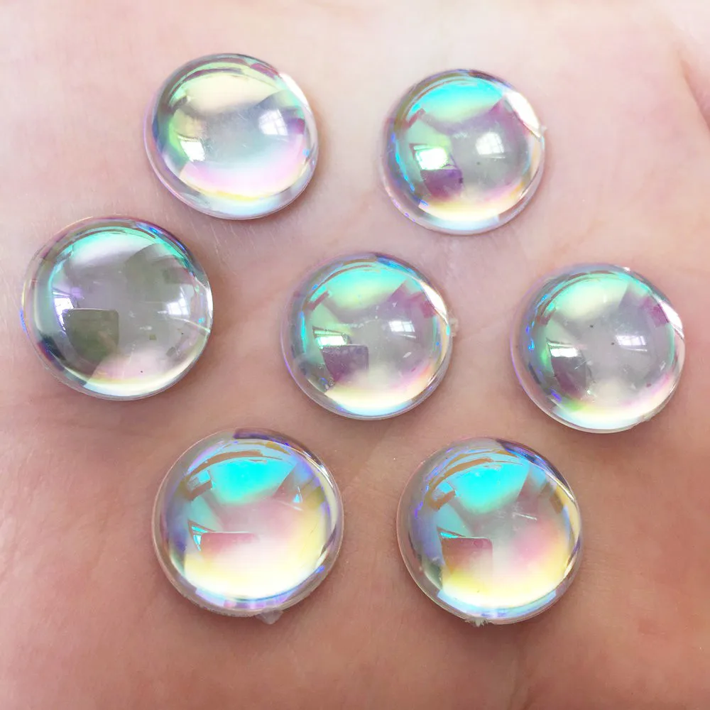 AB прозрачный многоразмерный Блестящий полимерный круглый плоский задник Стразы