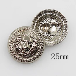 25mm silver Lion Золотого и серебряного цвета, металлические кнопки в стиле льва, аксессуары для одежды из сплава, материалы для рукоделия, Швейные аксессуары, свадебные принадлежности для рукоделия - Цвет: 25mm silver Lion