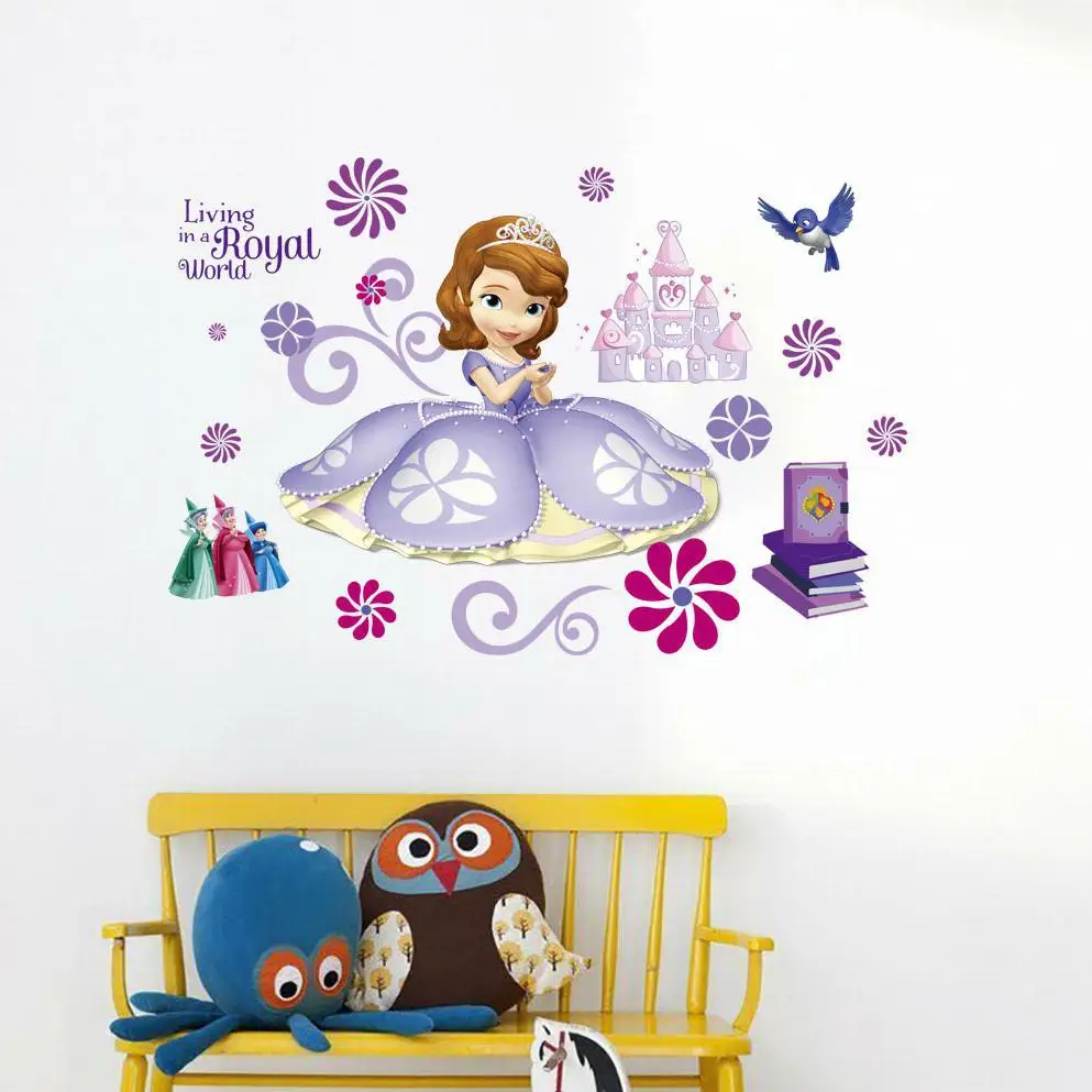 Новая детская спальня 3D Принцесса София наклейки на стену съемный мультфильм DIY