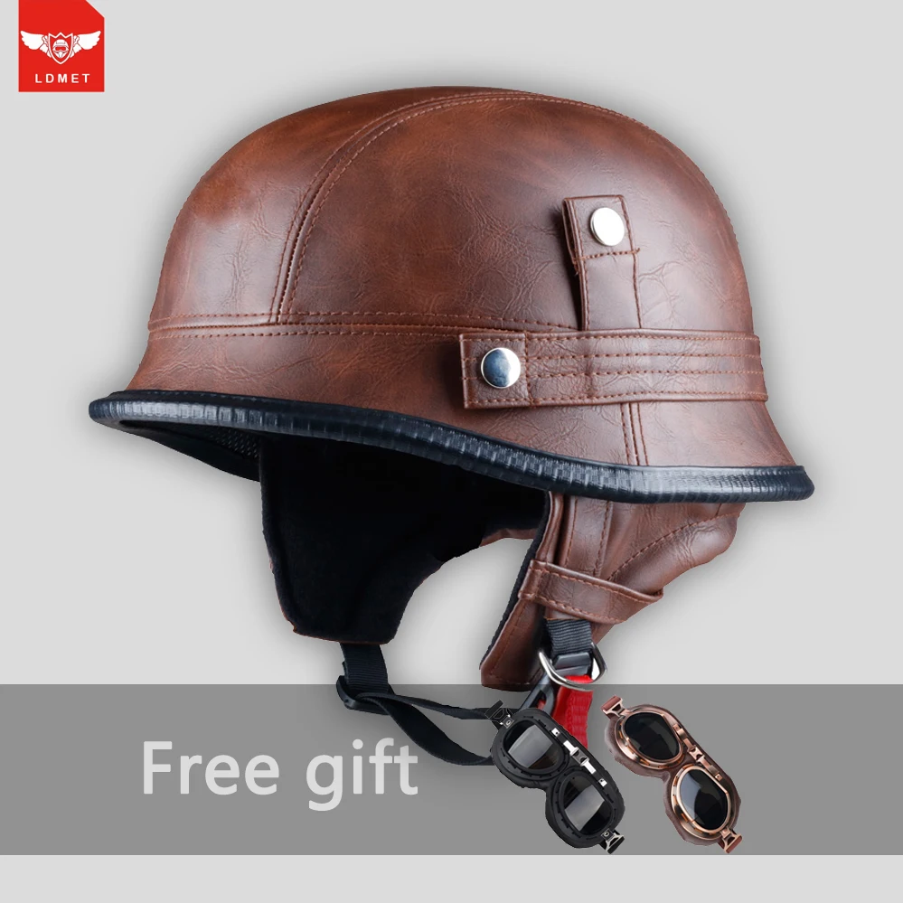 Ретро винтажный открытый кожаный шлем мотоциклетный мотоцикл Vespa harley Кафе