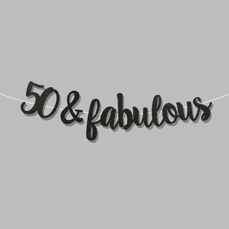 Золотой/черный/серебряный блеск 50& замечательный баннер 50th happpy День Рождения Декор 50 юбилейные праздничные украшения поставки - Цвет: black