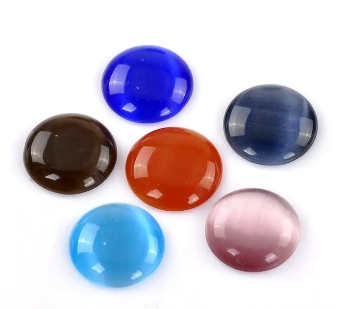 DoreenBeads розница стеклянные украшения кошачий глаз круглые Кабошоны смешанные