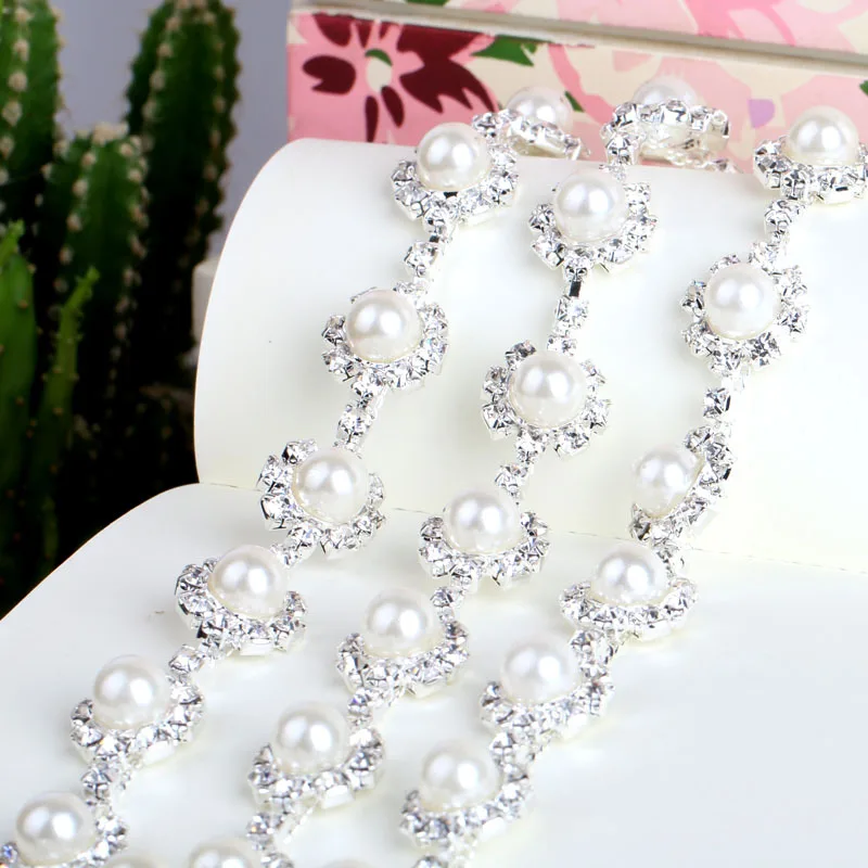 Электрическая блестящая жемчужная цепочка Стразы Diy украшения Головные уборы и