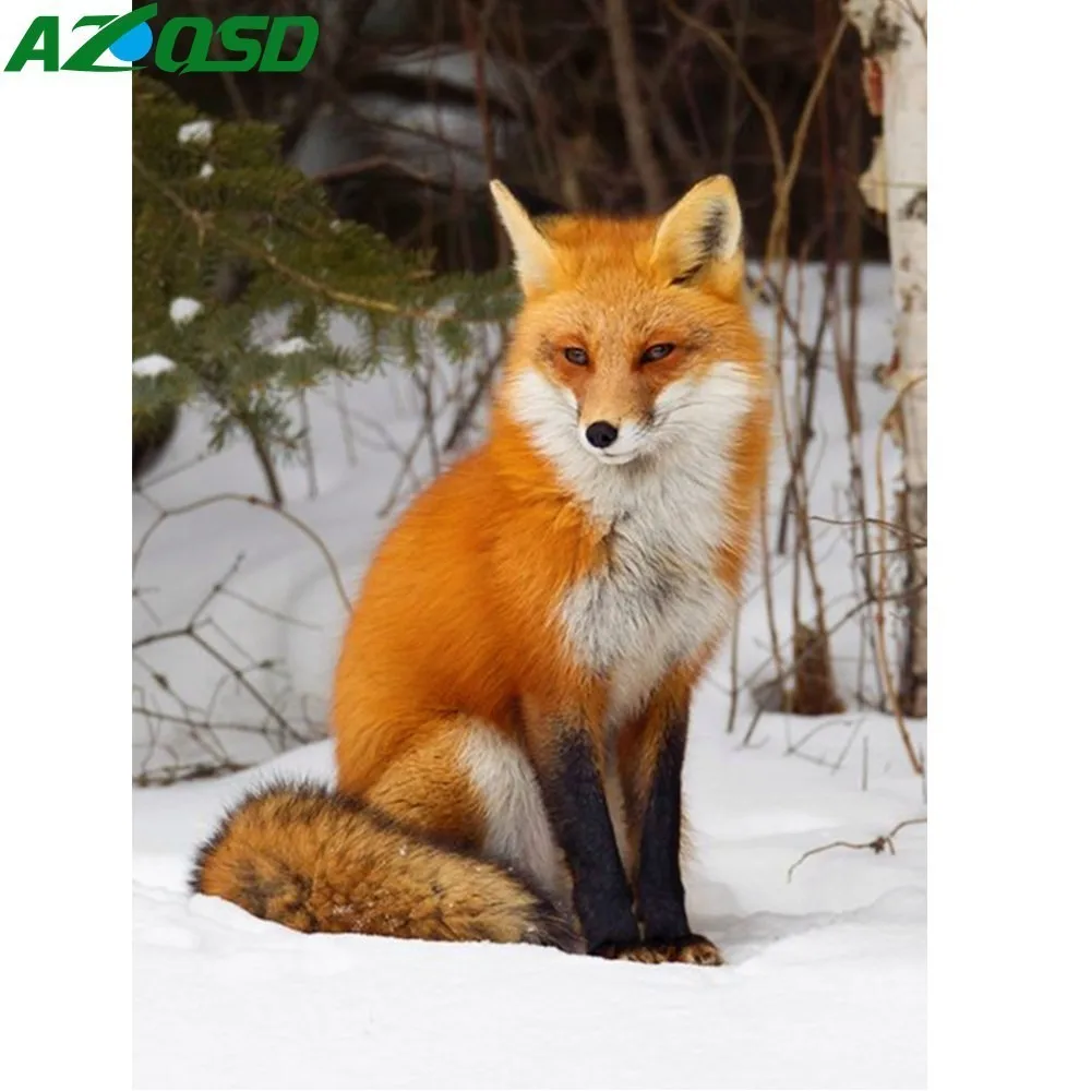 AZQSD алмазная живопись лисой Рукоделие сделай сам квадратная Алмазная вышивка
