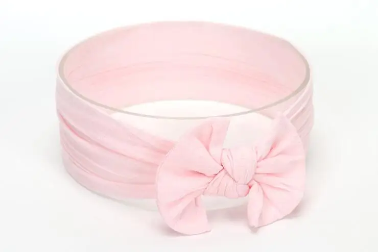 Light Pink Новинка года; детская нейлоновая повязка на голову ярких цветов; мягкие эластичные резинки для волос для новорожденных девочек; банты для волос; аксессуары для волос в виде тюрбана - Цвет: Light Pink